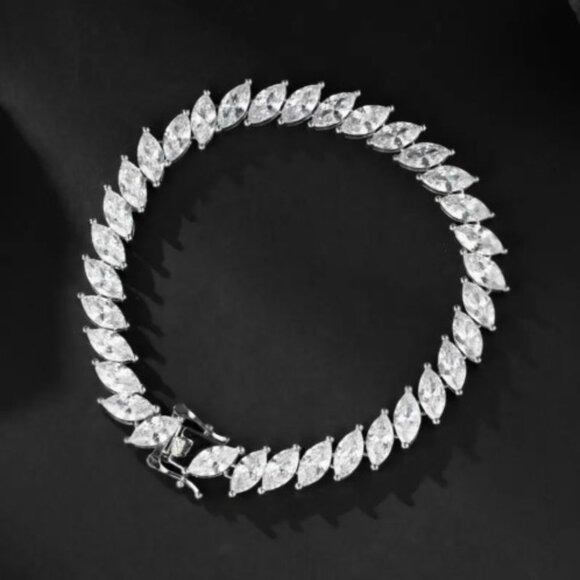 Moissanite Jewelry - Genuine Moissanite Marquis Cut Tennis Bracelet NEW